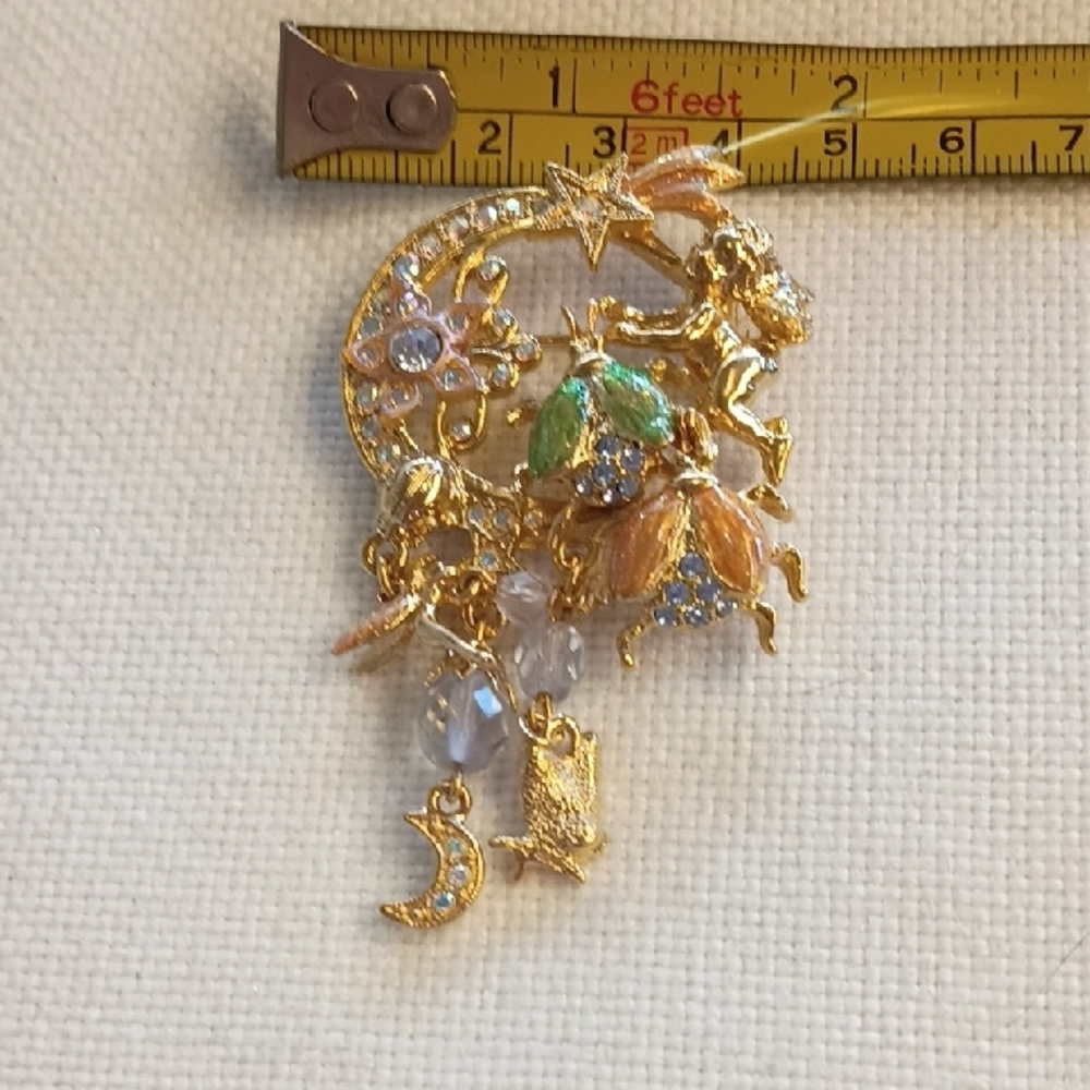 Fairy Moon Brooch From KIRK'S FOLLY Signed By Artist, Fairies & Crystals - Picture 4 of 5